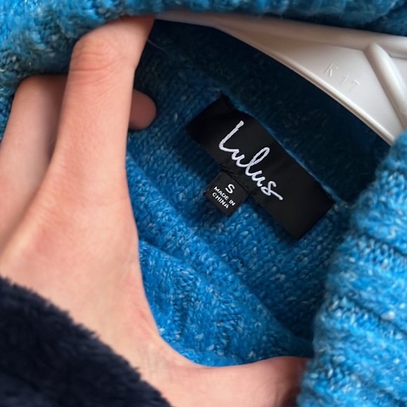 All Chill Bright Blue Knit Turtleneck Sweater Dress - Picture 9 of 15